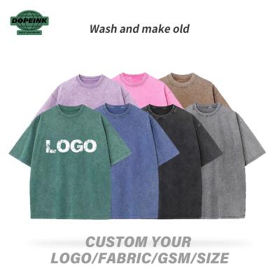 China Breathable Oem 230gsm 100% Cotton Acid Wash Sublimation Heavyweight Tshirt Custom Dtg Printing Embroidery Vintage Washed T Shirt for sale