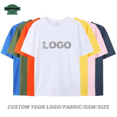 China Anti-wrinkle 2023 Wholesale Custom Logo Thick Collar Cotton Tshirt White Solid Box Blank Tee Men Black Boxy Fit T Shirt for sale