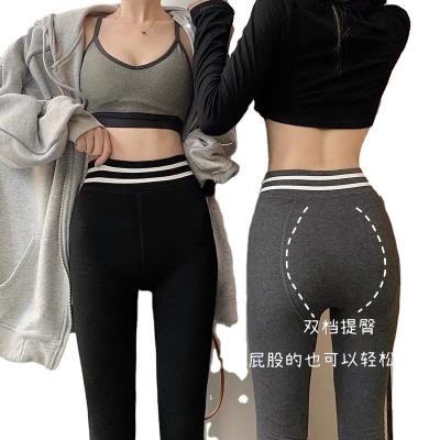 China Antibacterial new fall/winter 3d butt pants with fleece and thickness uses high-waisted gaiters for sale