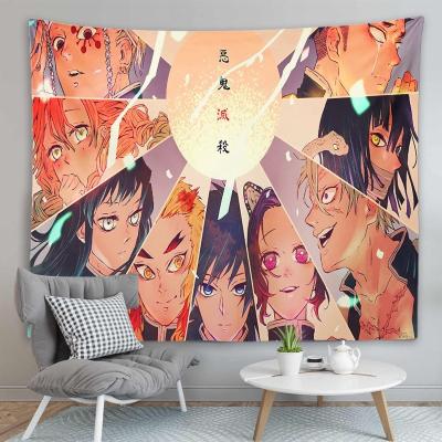 China Minimalist Ghost Blade Animation Tapestry Background Cloth Amazon Wish Border Cartoon Decorative Sofa Hanging Cloth for sale