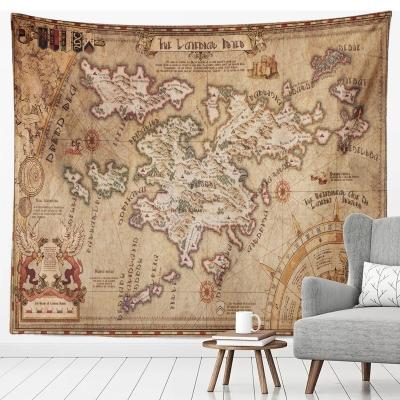 China Minimalist Retro Amazon World Map Fabric Tapestry DIY Wall Hanging Study Background Cloth Home Wall Decoration for sale