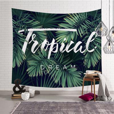 China More Styles Tropical Rainforest Printing Tapestry Green Plant Leaf Printing Background Warm Tropical Decorative Fabric Hanging On The Wall for sale