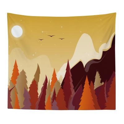 China Nordic simple simple pattern tapestry forest oil painting tapestry digital printing decorative wall hanging fabric for sale