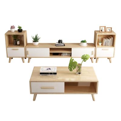 China Simple modern durable solid wood family living room furniture small TV cabinet tea table for sale