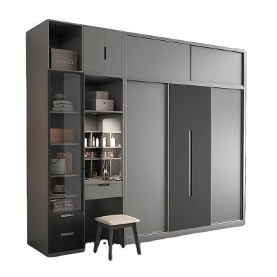 China Durable Nordic Wardrobe Sliding Bedroom Three Door Panel Wardrobe Modern Wardrobe for sale