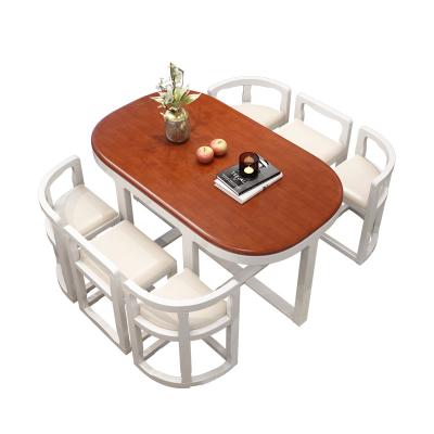 China 1 Extendable Table With 6 Chairs Marble Solid Wood Frame Office Sectional Dining Table for sale