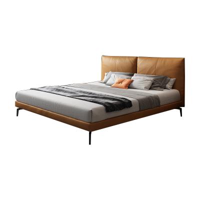 China Small Family Master Double Storage Bed 1.8m Soft Back Italian Leather Simple Modern Leather Bed 1.5 for sale