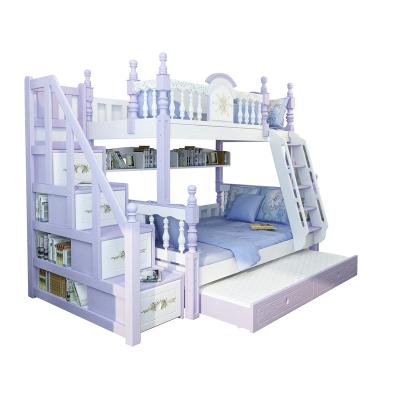 China Slide All Kids Modern Double Platform Solid Wood Wooden Bed With Slide Bunk Bed for sale