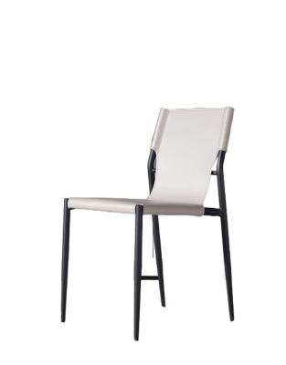 China Cheap Saddle Leather Carbon Steel Saddle Leather Italian White Designer Dining Chairs for sale