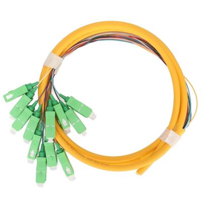 China Connector Type SC Fiber Pigtails HXCOWO 12 Color 0.9mm SM OS2 G.657A1 Blue LSZH PVC for sale