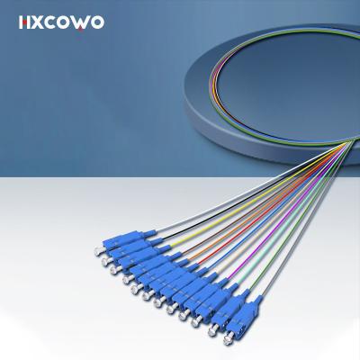 China HXCOWO 12 Core Bundle SC Pigtail G657A1 A2 1 Meter Customized Length Fiber Optic Pigtail en venta