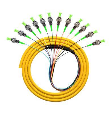 Cina PVC LSZH HXCOWO ST APC Connector SM MM 12 Core 1M Or Customized Length Fiber Optic Pigtail in vendita