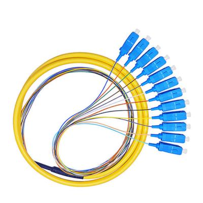 China Customized Lengths HXCOWO 12 Color Multimode OM4 SC Connector 0.9mm Fiber Optic Pigtail en venta