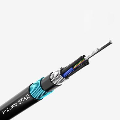 China HXCOWO GYTA53 48 Core G652D PE Underground Armored Fiber Optic Cable with LSOH Jacket for sale