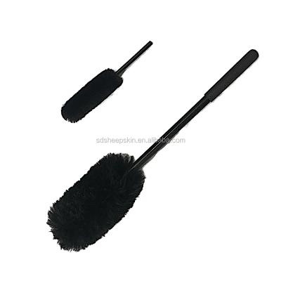 China 100% Lambswool Scratchless Car Body Brushes for Car Rims with Rubber Grip for Wheel Cleaning and Auto Detailing Tools for sale