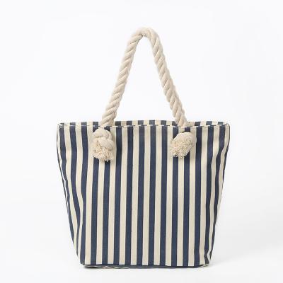 China Fashion Striped Portable Shoulder String Bag Wholesale Canvas One Bag for sale