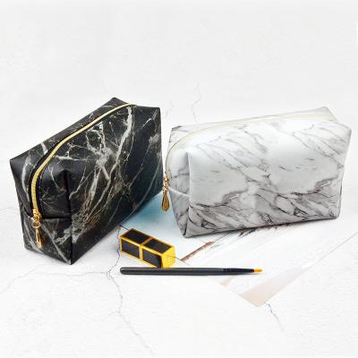 China New Painting Fashion Cosmetic Bag PU Leather Marble Border Fashion Cosmetic Bag for sale