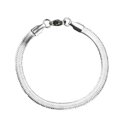 China Unisex Jewelry 15cm 925 Sterling Silver Bangle Stainless Steel Trendy Classic Design Wrist Bracelet for sale