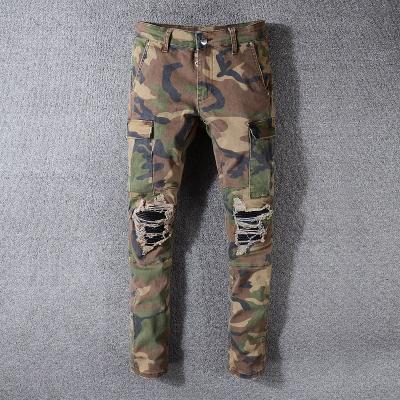 China Wholesale Sustainable Mens Camouflage Cargo Jeans Patched Pants for sale