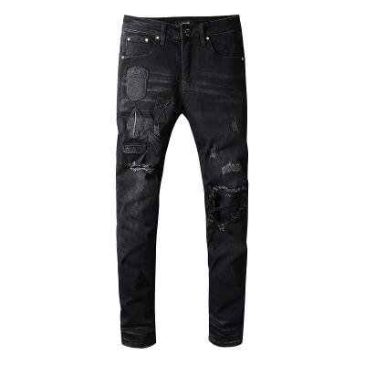 China Sustainable Men's Ripped Patch Jeans Denim Pants Trousers for sale