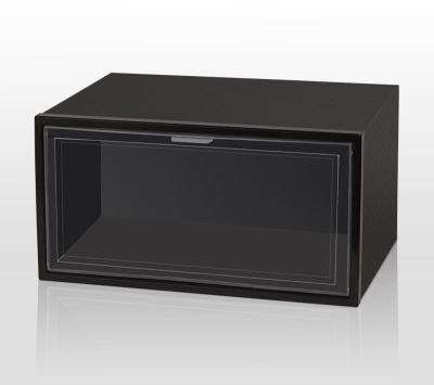 China Foldable Dustproof Open Side Stored Shoe Storage Box Clear Side Easy Take Out for sale