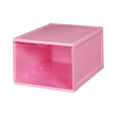 China Foldable Dustproof Open Stored Clear Side Shoe Storage Box Easy Take Out Thickening and Hardening for sale