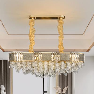 China Modern Luxury Gold LED Crystal Chandeliers Hanging Glass Lamp Modern New Arrival Dining Room Chandelier for sale