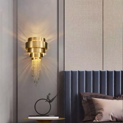 China Good Quality Modern Indoor Luxury K9 LED Stainless Steel Crystal Wall Lamp for Bedroom Decoration for sale