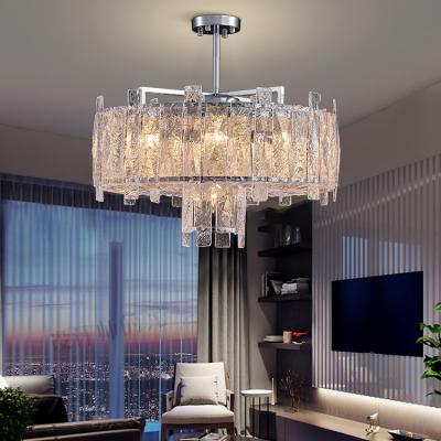 China Modern Design Luxury Modern Villa Dining Room Chandelier Light Iron LED Glass Chandelier Lamp for sale