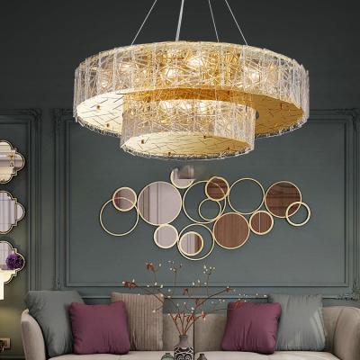 China Modern European indoor decorative high ceiling living room around the new modern LED light glass chandelier for sale