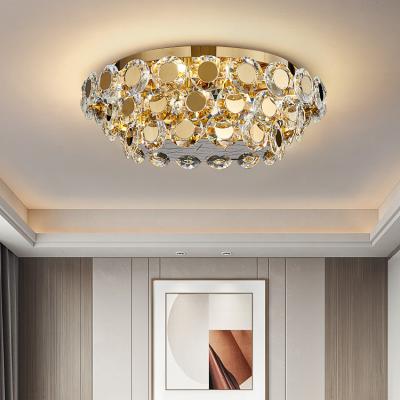 China Surface Mounted Hot Selling Modern Stainless Steel LED Crystal Ceiling Pendant Lamp Dining Room Chandelier Ceiling Light for sale