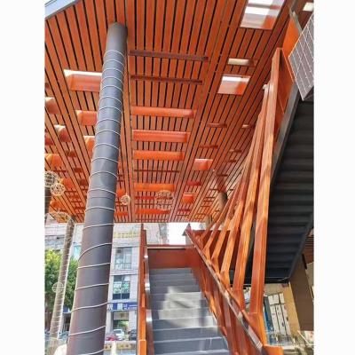 China Factory Price Metal Building Materials Metal Building Materials Wood Grain Aluminum Shape Strip Embedded Exterior Ceiling Tile for sale