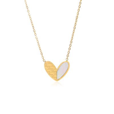 China FASHIONABLE Vintage French Gold Filled White Shell Stainless Steel Heart Pendant Necklace Irregular Love Heart Choker Necklace For Girl for sale