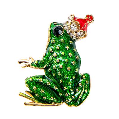 China Fancy Lotus Leaf Frog Brooch Pin Fancy Colorful Enamel Rhinestone Fashion Jewelry Animal Frog Shape Brooches For Women for sale