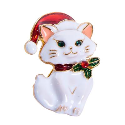 China Hot Selling Fashion America Enamel Cat Brooch Pin Personality White Oil Drip Cat Brooch Women Accessories Black Oil Drip Fortune for sale