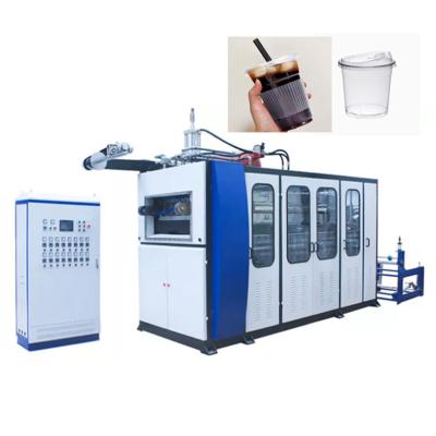 China Disposable Plastic Cups Used Hydraulic Food Vacuum Thermoforming Plastic Cup Making Machine Automatic for sale