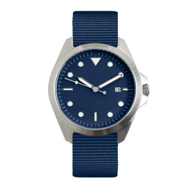 China Acciaio Brand Japan Movt Men Quartz Full Calendar Orologi Blue Nylon Man Watches Stainless Steel Back for sale