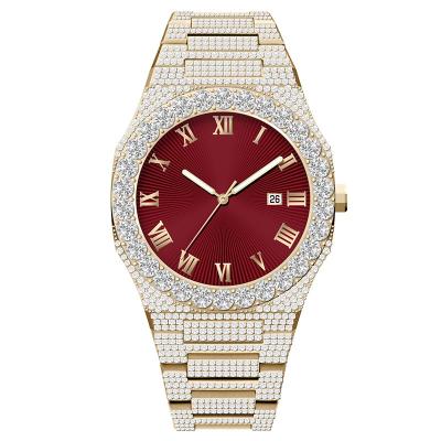 China Luxury Brand Full Bling Water Resistant Shiny Street Hip Hop Bling Bling CZ Diamond Luxury Jewelry Rock Rap Quartz Iced Out Watch Men for sale