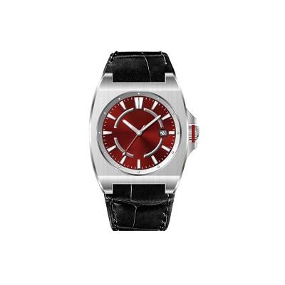 China Hot Selling Stainless Steel Band Calendar Gents Gifts OEM Perfect Full Square Mens Genuine Leather Luxury Wristwatches Watches Custom Logo for sale