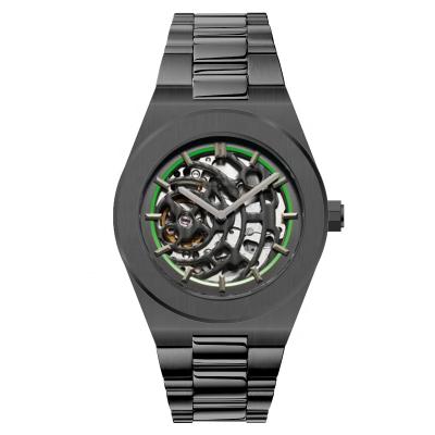 China Brand Cool Black Luxury Custom Skeleton Water Resistant OEM Logo Mechanical Mens Automatic Watches for sale