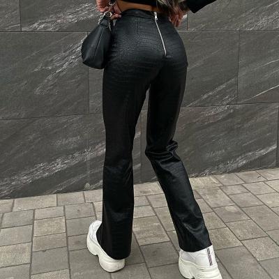 China Street Anti-Static High Waist Autumn PU Women Casual Leather Pants for sale