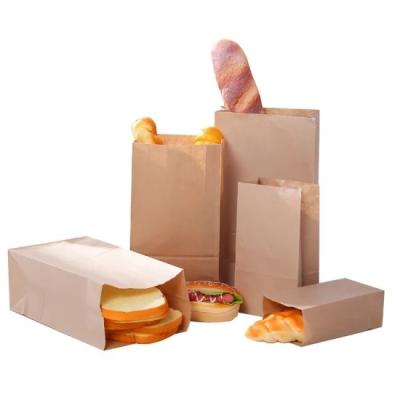 China Recycled Materials Recycled Kraft Paper Fast Food Bread Hamburger Sandwich Disposable Paper Bag For Food Packaging for sale