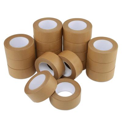 China Waterproof Reinforced Water Activated Gummed Kraft Paper Wrapping Tape For Mobile And Storage Kraft Blank Tape for sale