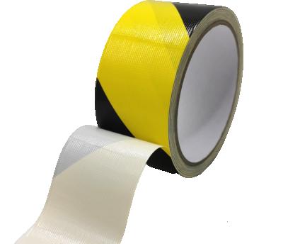 China Waterproof High Viscosity Black Yellow Single Sided Cloth Tape , No Residue Glue Cloth Floor Warning Tape for sale