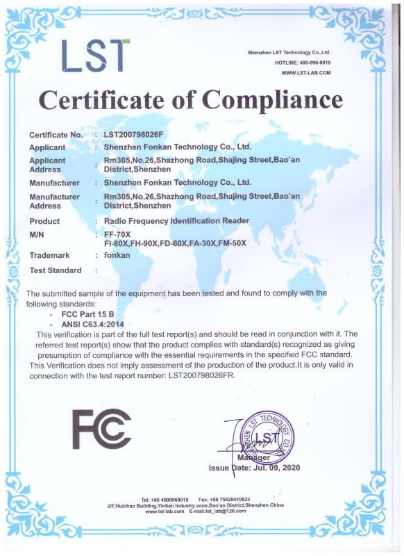 FCC - Shenzhen Fonkan Tehcnology Co., Ltd.