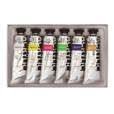 China Acrylic 6 Colors Acrylic Paint Colors Non-Toxic Artist Professional Drawing Acrylic Paint Set For Aritst 60ml for sale