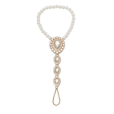 China TRENDY Hot New Fashion Geometric Drop Fingertips Bead Diamond Gemstone Ankle Chain Female for sale