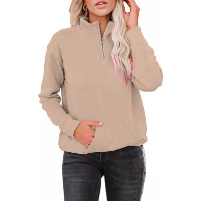 China 2021 Autumn And Winter New Solid Color Zipper Pullover Women's Long Sleeve Sweaters QUICK DRY for sale