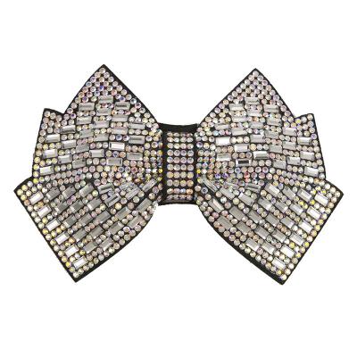 China Charming Promotional Good Quality Shiny Hair Clips Elegant Spring Glass Bow 3d Metal Claw Hair Clips for sale