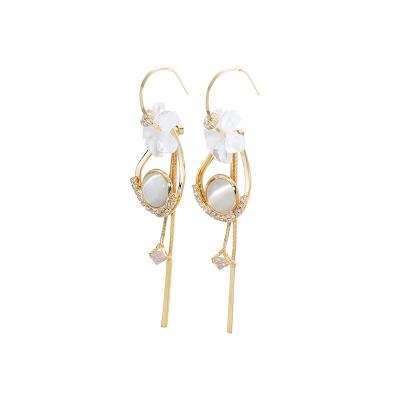 China Other 925 High Quality Silver Needle Flower Fringe Earrings Women Earrings for sale